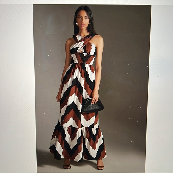 Anthropologie Plenty by Tracy Reese Printed Halter Maxi Dress Size M - Picture 1 of 6